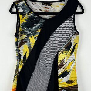 Goa Top Blouse Tunic Size M Multicolor Sleeveless Round Neck Polyester Spandex